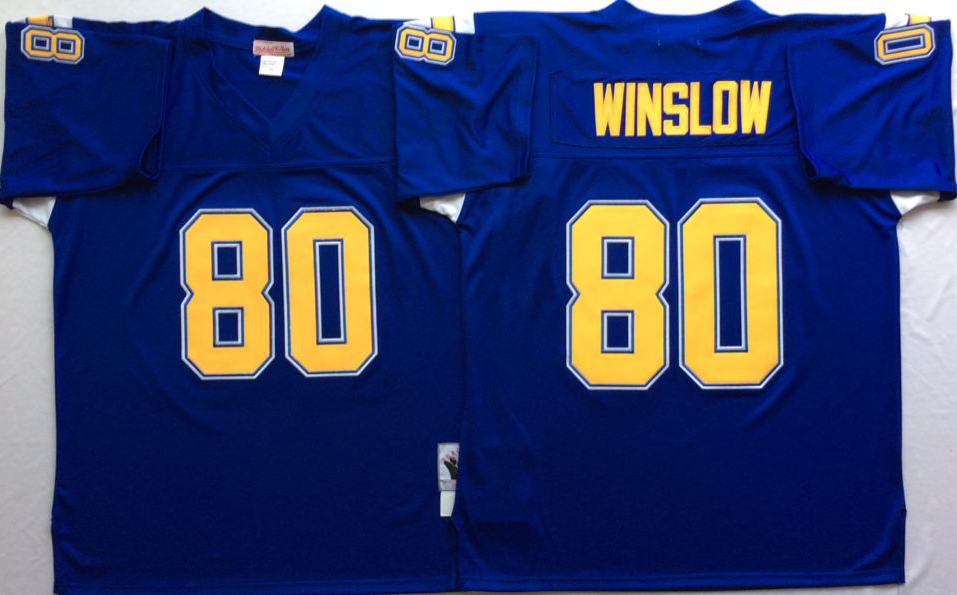 Men NFL Los Angeles Chargers #80 Winslow purple Mitchell Ness jerseys->los angeles chargers->NFL Jersey